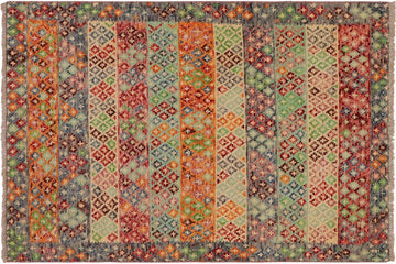handmade Geometric Balouchi Blue Gray Hand Knotted RECTANGLE 100% WOOL area rug 3' x 5'